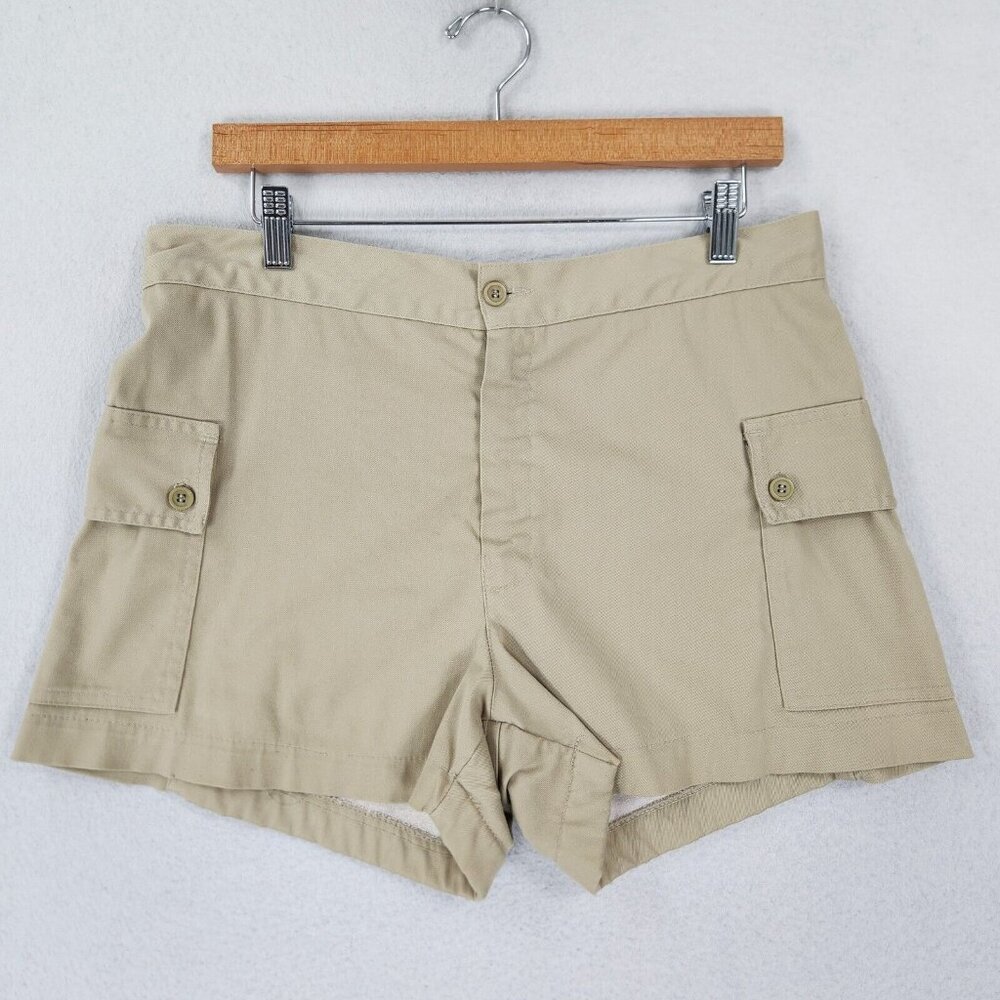 Eddie Bauer Shorts Womens 10 Khaki Tan Vintage Sportif Fleece Lined Cargo Hiking
